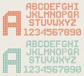 Retro font, pixel letters and numbers, dotted alphabet Royalty Free Stock Photo