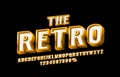 Retro font set collection, letters and numbers symbol. Vector illustration Royalty Free Stock Photo