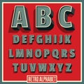 Retro font. Vintage alphabet