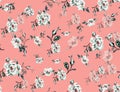 Retro Forest Floral. Seamless Texture Floral Pattern on Pink Background Ready for Textile Print. Royalty Free Stock Photo