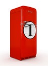 Retro fridge isolated white background 3D rendering