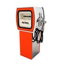 Retro fuel pump in orange isolated on white background without shadow 3d Royalty Free Stock Photo