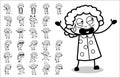 Retro Funny Old Granny Character - Set of Concepts Vector illustrations