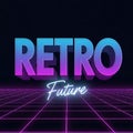 Retro Future Neon Grid 80s Synthwave Design with Stars, cyber monday, cyber monday shoping, black friday Royalty Free Stock Photo