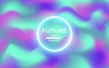 Retro future texture. Loading future concept on holographic backdrop. Colorful hologram with old effect. Neon circle