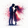 Retro-Futuristic Abstract Couple Design Using Glowing Dots and Particles Royalty Free Stock Photo