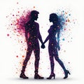 Retro-Futuristic Abstract Couple Design Using Glowing Dots and Particles Royalty Free Stock Photo