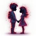 Retro-Futuristic Abstract Couple Design Using Glowing Dots and Particles Royalty Free Stock Photo