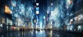 Retro futuristic cityscape with vintage inspired artistic depiction of a futuristic metropolis