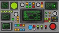 Retro Futuristic Control Panel with Buttons, Dials, and Screens Royalty Free Stock Photo