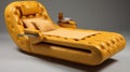 Retro Futuristic 3d Rendering Of Old Leather Chaise Lounge