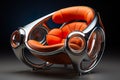 Modern design chair with orange color. Generative AI.