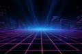 Retro futuristic 80s cyber surface featuring laser grid elements
