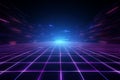 Retro futuristic 80s cyber surface featuring laser grid elements