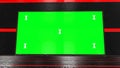 Retro, futuristic stage and blank, green screen billboard for advertisement, message. Chroma key, alpha channel and tracking marke