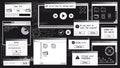 Retro futuristic system. Computer interface with web browser, file manager, pop-up error message. Vector old desktop PC Royalty Free Stock Photo