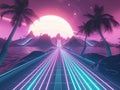 Retro Futuristic Tropical Sunset