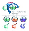 Retro futuristic weapon vector illustration Royalty Free Stock Photo