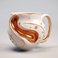 Retro-futuristic Zbrush Mug With Gold Swirl Design