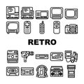 retro gadget vintage techology icons set vector Royalty Free Stock Photo