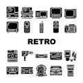 retro gadget vintage techology icons set vector Royalty Free Stock Photo