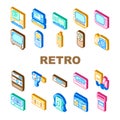 retro gadget vintage techology icons set vector Royalty Free Stock Photo