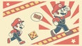 Retro game characters running, pixel art style, vintage gaming, nostalgic fun vector design Generative AI