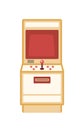 Retro game machine flat vector illustration. Vintage arcade cabinet with buttons isolated on white background. Amusement