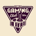 Retro gaming club vector emblem with joystick Royalty Free Stock Photo