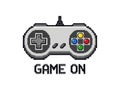 Retro gaming controller with \'game on\' text Royalty Free Stock Photo