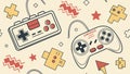 Retro Gaming Controllers with Dynamic Pop Art Elements, vector design Generative AI Royalty Free Stock Photo