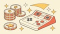 Retro Gaming Elements with Coins, Vintage Arcade Vector, vector design Generative AI Royalty Free Stock Photo
