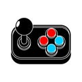 Retro gaming joystick controller with multiple colored buttons and a stick. Concept of vintage video games, console, and Royalty Free Stock Photo