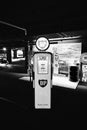 Retro gas station. Antique gas pump. Classic Car exhibition - Heydar Aliyev Center, Baku, Azerbaijan 26,04,2017