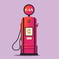 Retro gas station. Cartoon vector illustration