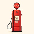 Retro gas station. Cartoon vector illustration