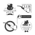 Retro gentleman club vector logos, emblems, labels, badges