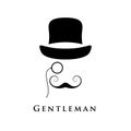 Retro gentleman with hat, an eyepiece and beautiful mustache. Royalty Free Stock Photo