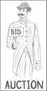 Retro gentleman holding BID sign