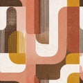 Retro Geometric Abstract Pattern with Earthy Tones and Stripes. Royalty Free Stock Photo
