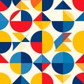 Retro Geometric Pattern with Circles and Triangles in Primary Colors Royalty Free Stock Photo