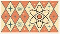 Retro Geometric Pattern with Science Elements, vector design Generative AI Royalty Free Stock Photo