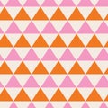 Retro geometric pink and orange triangle shapes seamless pattern. Royalty Free Stock Photo
