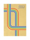 Retro geometric posters, vintage rainbow color lines print. Groovy striped design poster