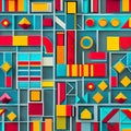 574 Retro Geometric Shapes: A retro and vintage-inspired background featuring retro geometric shapes in retro colors that evoke
