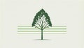 Retro Geometric Tree Logo in Light Green, Made with Generative AI