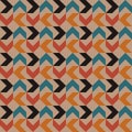 Retro geometric vintage seamless vector pattern illustration. Brown, blue, black arrows with optical illusion.