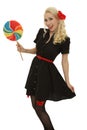 Retro girl with colored candy