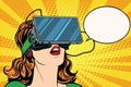 Retro girl with glasses virtual reality Royalty Free Stock Photo