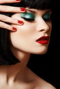 Retro glamour model face. Fashion bright make-up Royalty Free Stock Photo